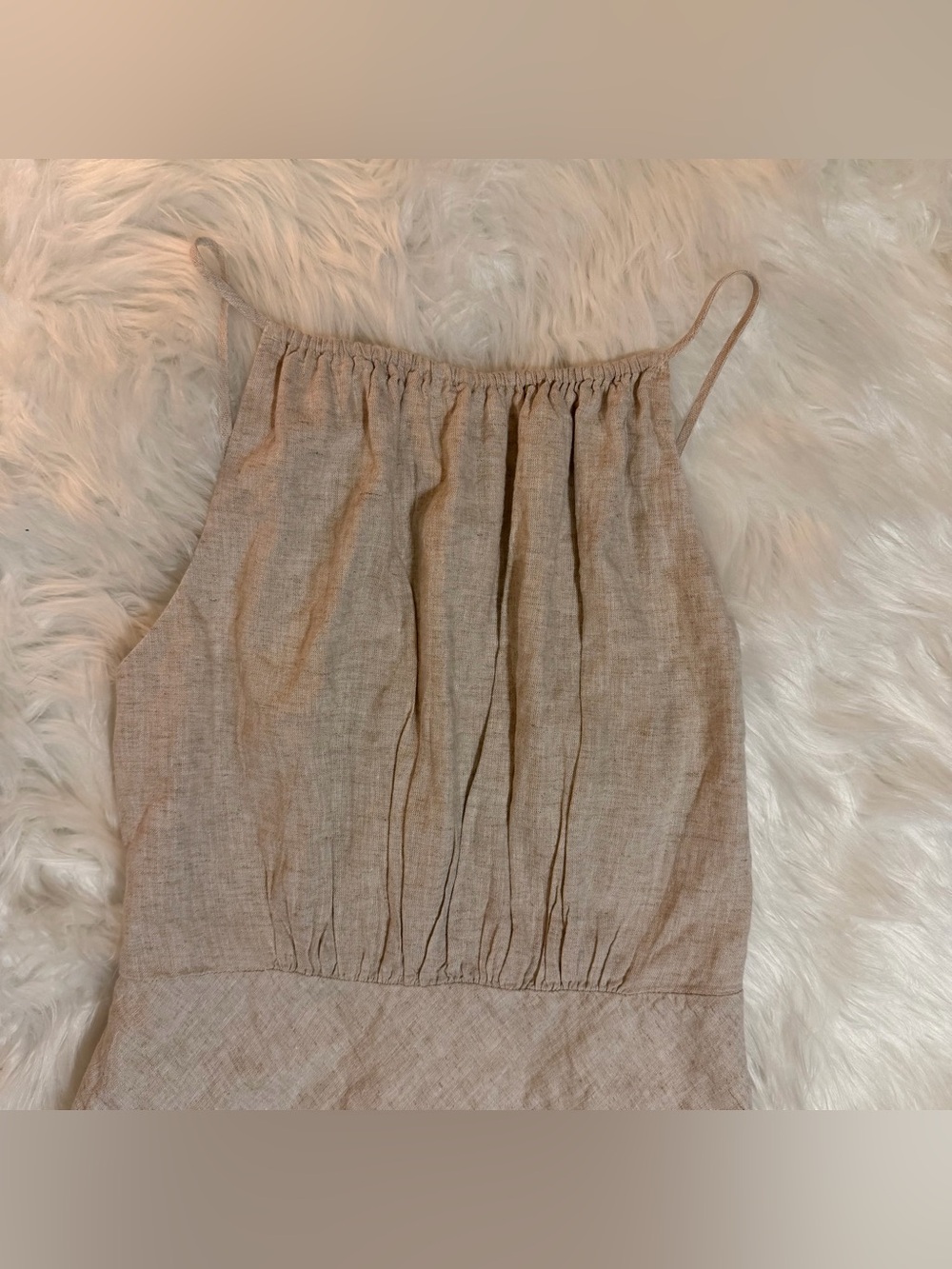 Banana Republic Linen Blend Beige Midi Dress Size 0 NWOT - Picture 3 of 15